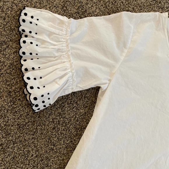 See by Chloe White Shirt Dress with Ruffled Sleeves - Size 34 - Picture 2 of 7